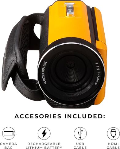 Vivitar - 4K Camcorder Ultra HD Lens, 4K Camera for Video Recording with 56MP, 13MP Sensor, 3" Rotatable Full Color LCD Display, 18x Zoom, Waterproof 5M/ 16.4FT, Image Stabilization, Teal in Kuwait