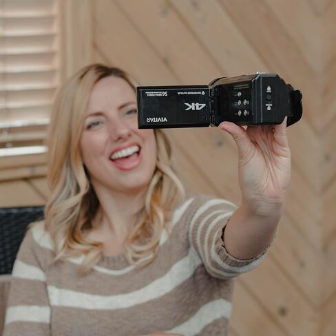 Vivitar - 4K Camcorder Ultra HD Lens, 4K Camera for Video Recording with 56MP, 13MP Sensor, 3" Rotatable Full Color LCD Display, 18x Zoom, Waterproof 5M/ 16.4FT, Image Stabilization, Teal in Kuwait