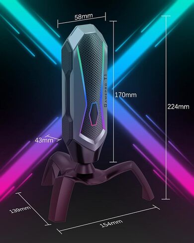 HIIRII USB Microphone, Computer Gaming Microphone for PC Recording, Streaming,Podcast,USB Gaming Mic Campatible with Desktop Laptop,Gamepro-T1 in Saudi Arabia