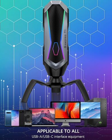 HIIRII USB Microphone, Computer Gaming Microphone for PC Recording, Streaming,Podcast,USB Gaming Mic Campatible with Desktop Laptop,Gamepro-T1 in Saudi Arabia