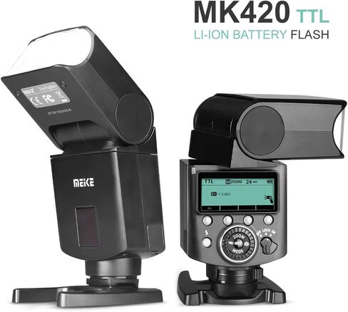 فلاش كاميرا Meike MK420N TTL بطارية ليثيوم أيون Speedlite مع شاشة LCD متوافقة مع Nikon D850 D810 D3400 D3300 D3500 Z6 Z7 وكاميرات DSLR الأخرى + بطارية ليثيوم + موزع + شاحن بطارية in Kuwait