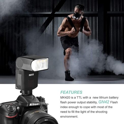 فلاش كاميرا Meike MK420N TTL بطارية ليثيوم أيون Speedlite مع شاشة LCD متوافقة مع Nikon D850 D810 D3400 D3300 D3500 Z6 Z7 وكاميرات DSLR الأخرى + بطارية ليثيوم + موزع + شاحن بطارية in Kuwait