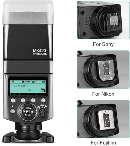 فلاش كاميرا Meike MK420N TTL بطارية ليثيوم أيون Speedlite مع شاشة LCD متوافقة مع Nikon D850 D810 D3400 D3300 D3500 Z6 Z7 وكاميرات DSLR الأخرى + بطارية ليثيوم + موزع + شاحن بطارية in Kuwait