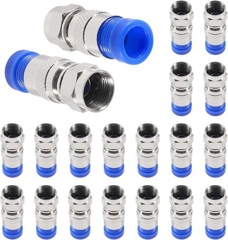 AITIAO 20Pieces RG6 F Type Connector Coax Compression Fitting Coaxial Straight Antenna Cable Adapter(Blue) in Saudi Arabia