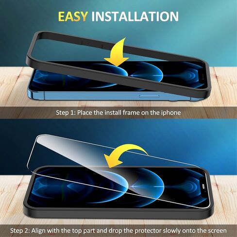 [3+3 عبوات] واقيات شاشة من الزجاج المقسى وواقي عدسة الكاميرا لهاتف iPhone 12 Pro Max 6.7 بوصة، [مضاد للخدش]، [صلابة 9H]، [مضاد لبصمات الأصابع]، [سهل التركيب]، [خالٍ من الفقاعات]، [ رقيقة جدا] in Kuwait