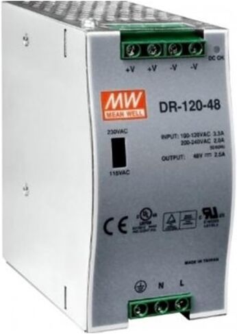 إمداد طاقة الذيل الصناعي DIN Rail من Mean Well WDR-120-24، مخرج أحادي 24VDC, 5A, 120W in Saudi Arabia