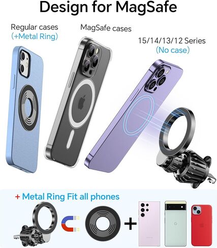 فتحة تهوية لتثبيت السيارة على iPhone 【20 مغناطيسًا قويًا 】حامل هاتف Magsafe للوحة قيادة السيارة بدون استخدام اليدين مغناطيسي MagSafe حامل هاتف للوحة قيادة السيارة لهاتف Apple iPhone 15 Pro Max Plus 14 13 12 Mag Safe Case in Kuwait