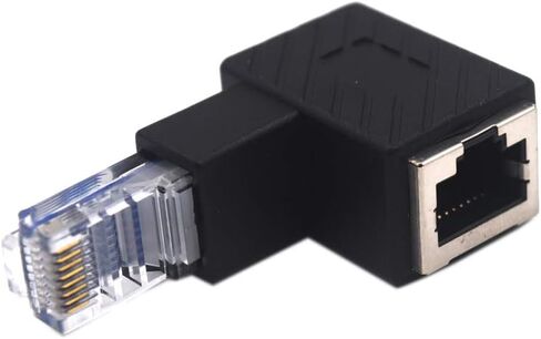 Kework 2 Pack Network RJ45 Extender، 90 درجة زاوية يسار إيثرنت LAN RJ45 ذكر إلى أنثى وصلة محول تمديد لـ Cat5 Cat5e (RJ45 يسار) in Kuwait