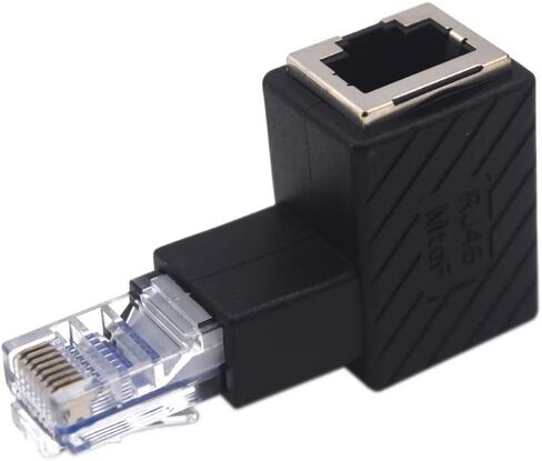 Kework 2 Pack Network RJ45 Extender، 90 درجة زاوية يسار إيثرنت LAN RJ45 ذكر إلى أنثى وصلة محول تمديد لـ Cat5 Cat5e (RJ45 يسار) in Kuwait