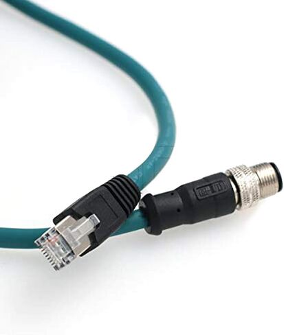 Eonvic M12 4-pin Male to RJ45 E4 Plug High Flex Cat5e كابل إيثرنت صناعي ديناميكي PUR (5 متر، أخضر) in Kuwait