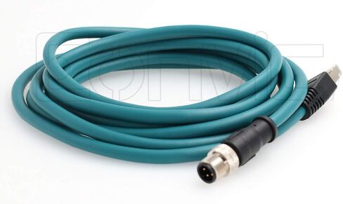 Eonvic M12 4-pin Male to RJ45 E4 Plug High Flex Cat5e كابل إيثرنت صناعي ديناميكي PUR (5 متر، أخضر) in Kuwait