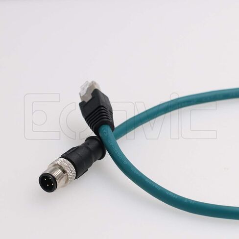 Eonvic M12 4-pin Male to RJ45 E4 Plug High Flex Cat5e كابل إيثرنت صناعي ديناميكي PUR (5 متر، أخضر) in Kuwait