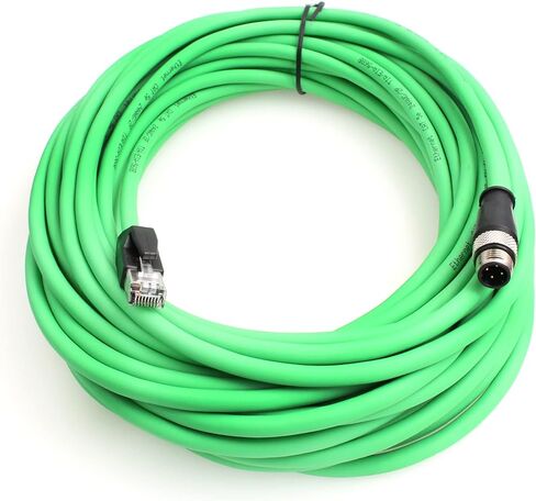 Eonvic M12 4-pin Male to RJ45 E4 Plug High Flex Cat5e كابل إيثرنت صناعي ديناميكي PUR (5 متر، أخضر) in Kuwait