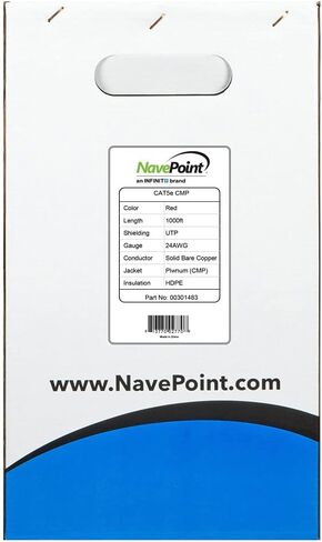 كابل إيثرنت NavePoint CAT5e، UTP، تصنيف CMP الكامل، رمادي، 1000 قدم in Kuwait