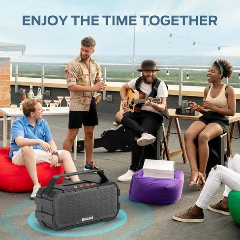BUGANI Bluetooth Speakers, 40W Loud Portable Wireless Bluetooth Speaker, 24H Playtime Outdoor Speaker, Stereo Sound Rich Bass, TWS Pairing, Built-in Mic Supports TF Card, AUX for Party Outdoor Camping in Kuwait