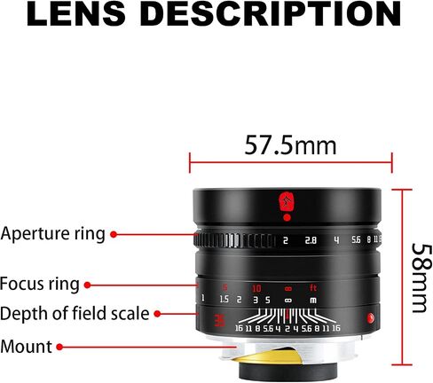 7 artisans 35mm F2.0 Full Frame Classic Human Focus Lens Compatible for Leica M-Mount Cameras Like Leica M-M Leica M240 Leica M3 Leica M6 Leica M7 Leica M8 Leica M9 Leica M9p Leica M10 New Version in Saudi Arabia