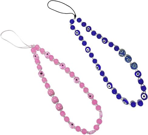 Fuqimanman2020 Colorful Evil Eye Beaded Phone Charm Aesthetic Wrist Strap Keychain for Women Girls,Cell Phone String Strap in Saudi Arabia
