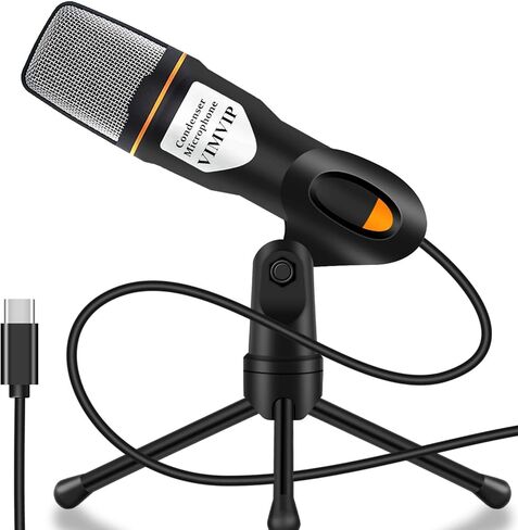 VIMVIP USB C Microphone for PC USB-C Phone, USB Type C Condenser Microphone with Stand Plug & Plug Compatible with PC, Laptop, USB C Phone in Kuwait