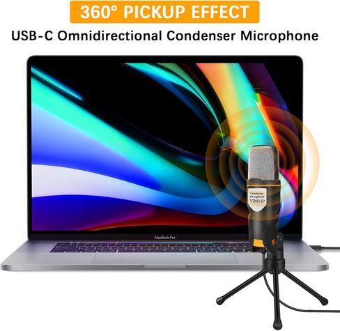 VIMVIP USB C Microphone for PC USB-C Phone, USB Type C Condenser Microphone with Stand Plug & Plug Compatible with PC, Laptop, USB C Phone in Kuwait