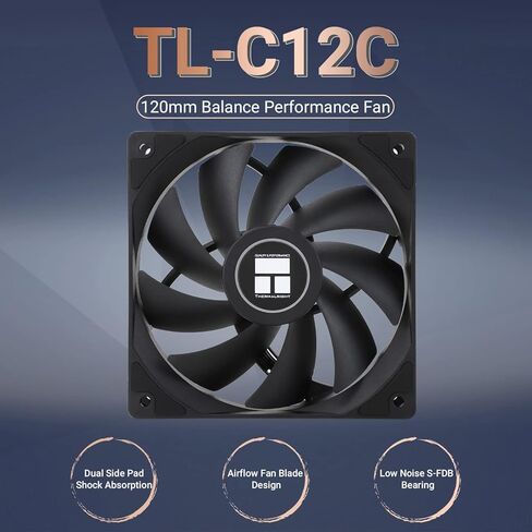 ثيرمال رايت مروحة تبريد لوحدة المعالجة المركزية TL-C12C مقاس 120 ملم، مروحة كمبيوتر صامتة بي دبليو ام 4 دبابيس مع محمل S-FDB متضمن، مروحة تبريد تصل الى 1550 دورة في الدقيقة in Saudi Arabia