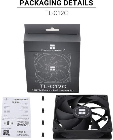 ثيرمال رايت مروحة تبريد لوحدة المعالجة المركزية TL-C12C مقاس 120 ملم، مروحة كمبيوتر صامتة بي دبليو ام 4 دبابيس مع محمل S-FDB متضمن، مروحة تبريد تصل الى 1550 دورة في الدقيقة in Saudi Arabia