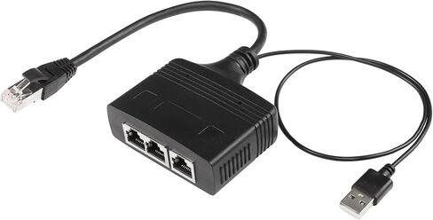 SinLoon RJ45 Network Splitter Adapter, Ethernet Cable Splitter, 1 to 3 Internet Splitter 100Mbps High Speed LAN Network Splitter,3 Devices Share The Internet at The Same Time (Black Female 1 to 3) in Kuwait