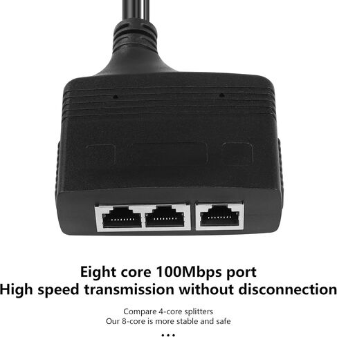 SinLoon RJ45 Network Splitter Adapter, Ethernet Cable Splitter, 1 to 3 Internet Splitter 100Mbps High Speed LAN Network Splitter,3 Devices Share The Internet at The Same Time (Black Female 1 to 3) in Kuwait