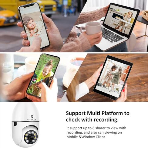 كاميرا مصباح ضوء، كاميرا حماية لاسلكية 1080P مع 2.4 جيجا هرتز/ 5 جيجا هرتز واي فاي، زاوية 360 درجة / إمالة الإنسان للكشف عن الحركة في اتجاهين رؤية ليلية ملونة (أبيض مع 32 جيجابايت) in Kuwait