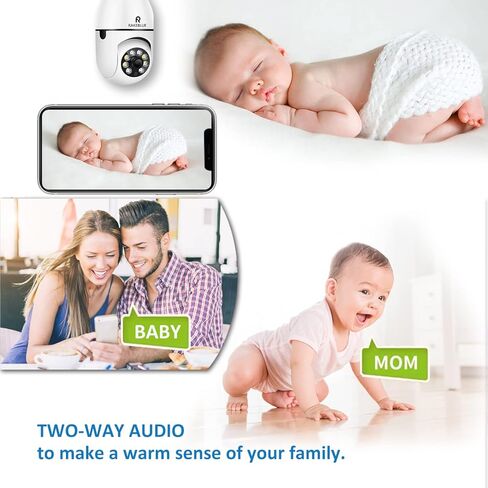 كاميرا مصباح ضوء، كاميرا حماية لاسلكية 1080P مع 2.4 جيجا هرتز/ 5 جيجا هرتز واي فاي، زاوية 360 درجة / إمالة الإنسان للكشف عن الحركة في اتجاهين رؤية ليلية ملونة (أبيض مع 32 جيجابايت) in Kuwait