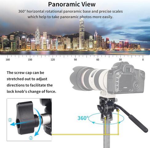 INNOREL Tripod Fluid Head Pan Tilt Head Mini Pan Metal Camera Video Tripod Head with 2 Arca Swiss Quick Release Plates, Handle, Magic Arm & Phone Clip for Video DSLR Cameras, Load up to 8.8lb/4kg, F10 in Saudi Arabia