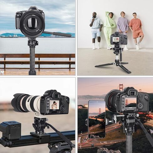 INNOREL Tripod Fluid Head Pan Tilt Head Mini Pan Metal Camera Video Tripod Head with 2 Arca Swiss Quick Release Plates, Handle, Magic Arm & Phone Clip for Video DSLR Cameras, Load up to 8.8lb/4kg, F10 in Saudi Arabia