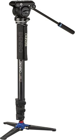 Benro A48FD Aluminum Video Monopod with S4PRO Fluid Head – 3-Leg Base, Smooth Pan/Tilt Motion, Sliding Quick-Release Plate & Travel-Friendly Support for Video Creators (A48FDS4PRO) in Saudi Arabia