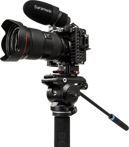 Benro A48FD Aluminum Video Monopod with S4PRO Fluid Head – 3-Leg Base, Smooth Pan/Tilt Motion, Sliding Quick-Release Plate & Travel-Friendly Support for Video Creators (A48FDS4PRO) in Saudi Arabia