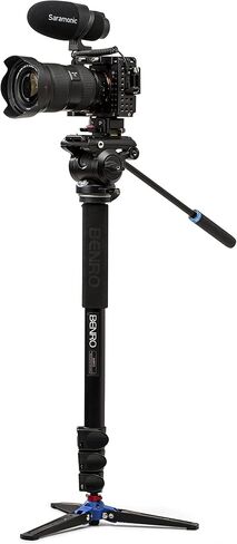 Benro A48FD Aluminum Video Monopod with S4PRO Fluid Head – 3-Leg Base, Smooth Pan/Tilt Motion, Sliding Quick-Release Plate & Travel-Friendly Support for Video Creators (A48FDS4PRO) in Saudi Arabia