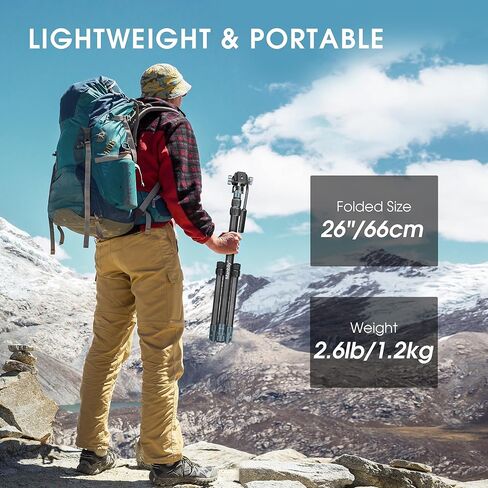 Manbily MPK-323 مونوبود كاميرا من ألياف الكربون مع أقدام، مونوبود احترافي 74 بوصة مع رأس سائل مائل وقاعدة حامل ثلاثي قابلة للإزالة لكاميرا DSLR، أنبوب Φ32 مم، أقصى حمل 44 رطل/20 كجم in Kuwait