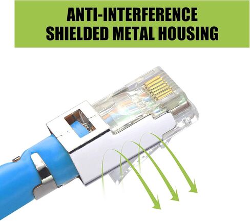 لينو موصلات Cat7 RJ45 تمر عبر موصل ايثرنت محمي Cat6A EZ 8P8C 50µ لكيبل شبكة 23AWG عبوة من 30 قطعة in Kuwait