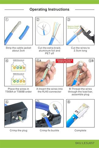 لينو موصلات Cat7 RJ45 تمر عبر موصل ايثرنت محمي Cat6A EZ 8P8C 50µ لكيبل شبكة 23AWG عبوة من 30 قطعة in Kuwait