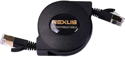 REXUS High-Class Retractable Cat 7 Flat Ethernet Network Cable 4.9 FT (1.5 M), 10 Gigabit High Speed LAN Wires Internet Patch Cable with RJ45 Gold Plated Connector for PC,Laptop,Router.(C7R15) in Kuwait