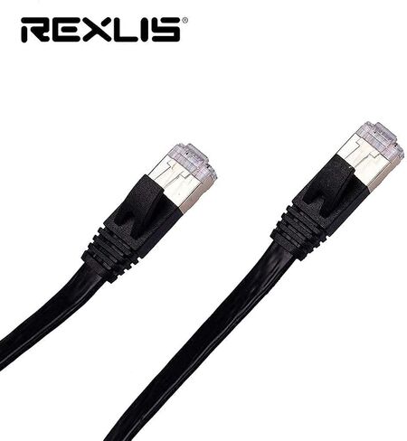 REXUS High-Class Retractable Cat 7 Flat Ethernet Network Cable 4.9 FT (1.5 M), 10 Gigabit High Speed LAN Wires Internet Patch Cable with RJ45 Gold Plated Connector for PC,Laptop,Router.(C7R15) in Kuwait