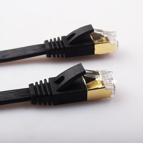REXUS High-Class Retractable Cat 7 Flat Ethernet Network Cable 4.9 FT (1.5 M), 10 Gigabit High Speed LAN Wires Internet Patch Cable with RJ45 Gold Plated Connector for PC,Laptop,Router.(C7R15) in Kuwait