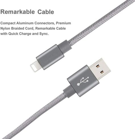 RoFI Compatible Phone Cable, [2Pack] 4FT Nylon Braided Fast Charging USB Cord Replcement for Phone X 8 8 Plus 7 7 Plus 6s 6s Plus 6 6 Plus 5 5S 5C SE Pad Air Mini and More (2 Pack Black, 4 FT) in Saudi Arabia