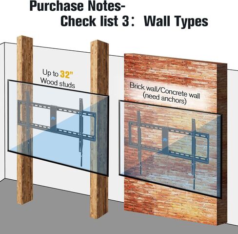 Mounting Dream Fixed TV Wall Mount, Low Profile Wall Mount TV Bracket for Most 42-90 Inch TVs, Flush TV Mount for Space Saving, Fits 16", 18‘', 24", 32" Studs, Max VESA 800x400mm and 132lbs MD2361-32 in Saudi Arabia