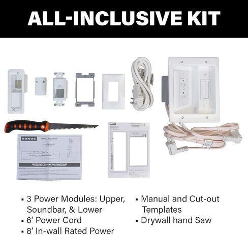 SANUS Ultimate in-Wall Cable Management Kit for Mounted TV & Soundbar - Includes Soundbar & TV Wire Management - Conceals Power, HDMI, Optical, and Low-Voltage Wires Behind Wall Model: WSIWPSB1 in Saudi Arabia