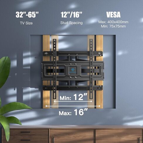 PERLESMITH TV Wall Mount Full Motion for 32-65 Inch Flat Curved Screen TVs, TV Mount with Swivels Tilts Extension Dual Articulating Bracket Arms Supports TV up to 99 lbs Max VESA 400x400, PSMFK9 in Kuwait