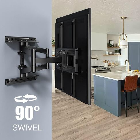 PERLESMITH TV Wall Mount Full Motion for 32-65 Inch Flat Curved Screen TVs, TV Mount with Swivels Tilts Extension Dual Articulating Bracket Arms Supports TV up to 99 lbs Max VESA 400x400, PSMFK9 in Kuwait
