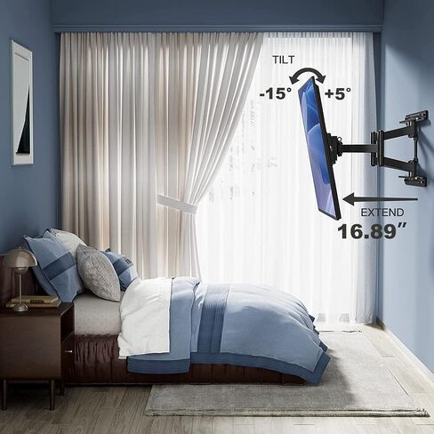 PERLESMITH TV Wall Mount Full Motion for 32-65 Inch Flat Curved Screen TVs, TV Mount with Swivels Tilts Extension Dual Articulating Bracket Arms Supports TV up to 99 lbs Max VESA 400x400, PSMFK9 in Kuwait
