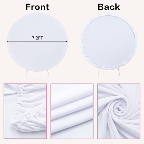 HELAKU White 7.2ft Round Backdrop Cover | 7.2x7.2ft White Circle Background for Birthday Party, Baby Shower, Wedding Decorations in Kuwait