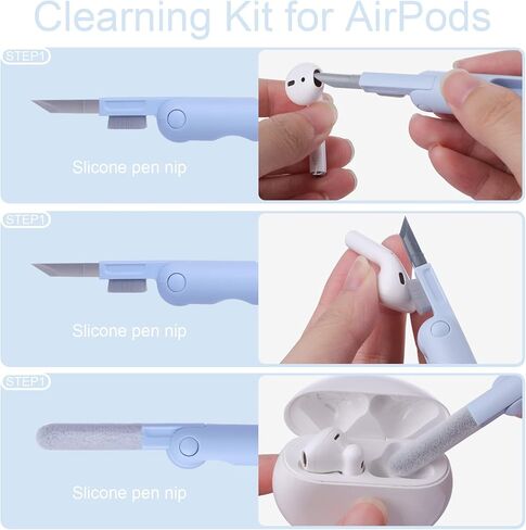 مجموعة التنظيف الإلكترونية 7 في 1 من Doter، مجموعة تنظيف لوحة المفاتيح مع فرشاة، مجموعة تنظيف متعددة الوظائف لأجهزة Airpods pro/الكمبيوتر المحمول/الهاتف/الكمبيوتر/الشاشة (أزرق) in Kuwait