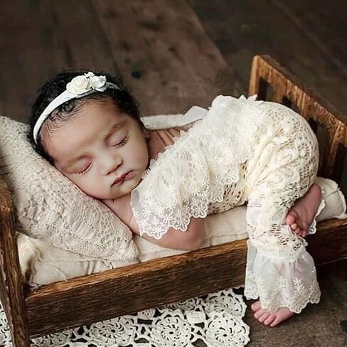 Holibeat Newborn Girl Photography Props Baby Photoshoot Outfits Infant Lace Romper Costume 0-2M in Saudi Arabia