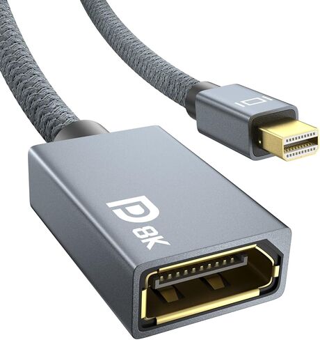 محول Mini DisplayPort إلى DisplayPort 8K، محول Mini DP ذكر إلى DP 1.4 أنثى، يدعم 8K@60 هرتز، 4K@144 هرتز، 2K@240 هرتز، HDR، FreeSync، G-SYNC لـ Thunderbolt 2، الكمبيوتر الشخصي، Surface Pro، الشاشة، الرسومات in Kuwait